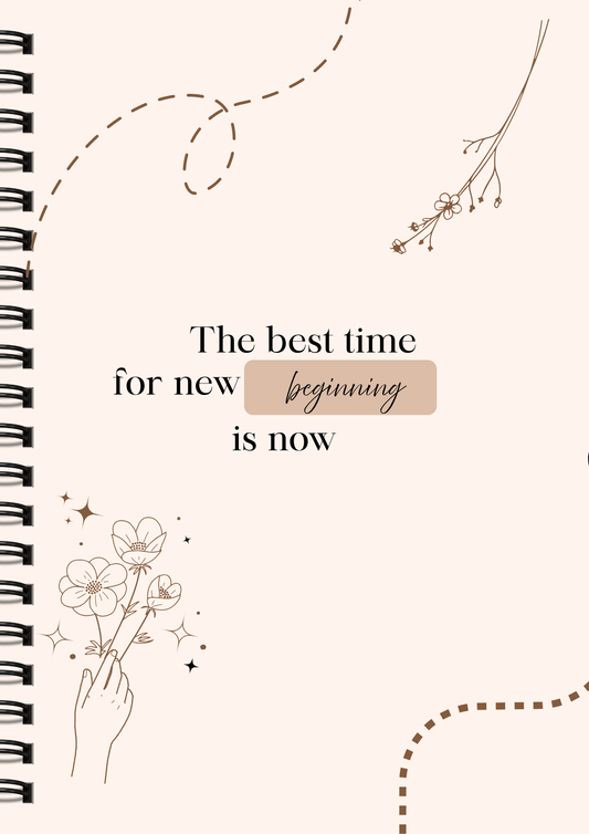 Fresh Start – Beige Canvas Journal - Wiro Hard bound A5, Notebooks, For Writing Personal, Students And Office School, Home Use Eco-Friendly