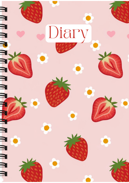 Strawberry Sunshine – Memory Journal - Wiro Hard bound A5, Notebooks, For Writing Personal, Students And Office School, Home Use Eco-Friendly
