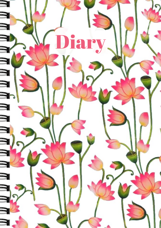 Lotus Blossom Diary – Peaceful Pages for Personal Growth - Wiro Hard bound A5, Notebooks, For Writing Personal, Students And Office School, Home Use Eco-Friendly