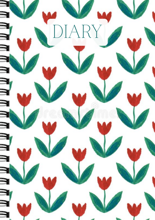 Red Tulip Diary – Bold Blooms - Wiro Hard bound A5, Notebooks, For Writing Personal, Students And Office School, Home Use Eco-Friendly