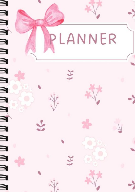 Whispering Blossoms – Soft Pink Planner - Wiro Hard bound A5, Notebooks, For Writing Personal, Students And Office School, Home Use Eco-Friendly