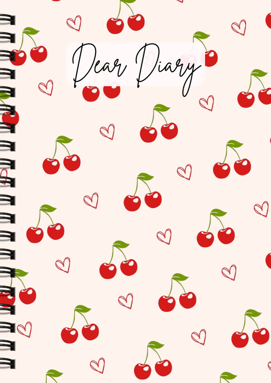 Cherry Crush Diary - Wiro Hard bound A5, Notebooks, For Writing Personal, Students And Office School, Home Use Eco-Friendly