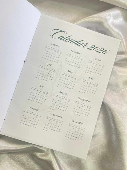 2026 Floral Hardcover Diary – "Blossom Edition" | 365 Pages Daily Planner & Journal | Aesthetic Sage Green Botanical Design for Work, Study & Mindfulness | Premium New Year Gift