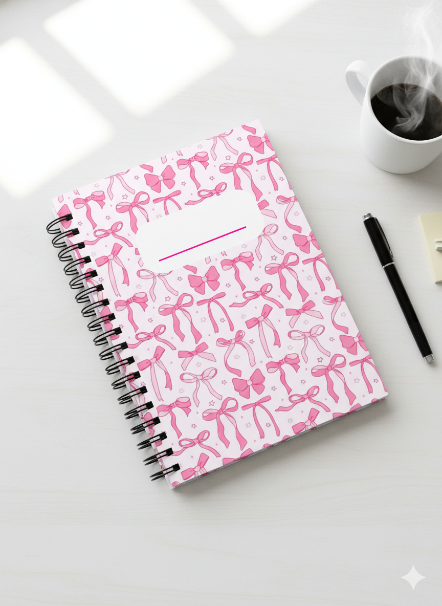 Pink Bow Diary – Pretty Pages for Your Thoughts - Wiro Hard bound A5, Notebooks, For Writing Personal, Students And Office School, Home Use Eco-Friendly