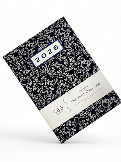 2026 Handcrafted Cotton Planner – "Blossom Edition" | Dark Blue Floral Hardcover (365 Pages)