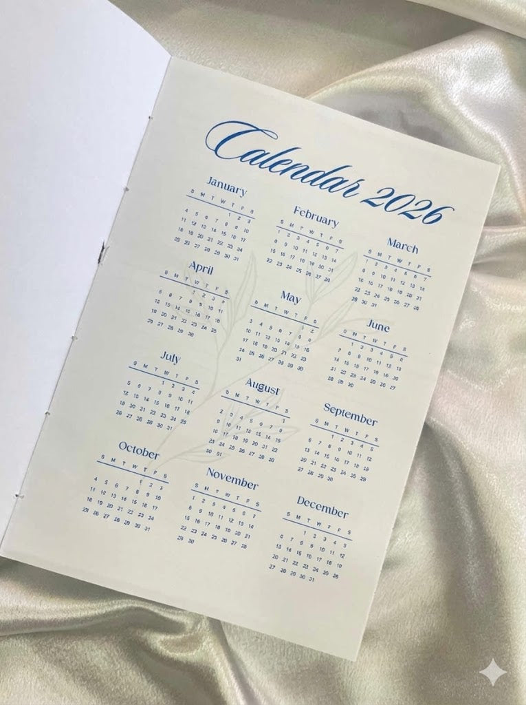 2026 Handcrafted Cotton Planner – "Blossom Edition" | Dark Blue Floral Hardcover (365 Pages)