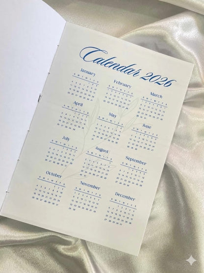 2026 Handcrafted Cotton Planner – "Blossom Edition" | Dark Blue Floral Hardcover (365 Pages)