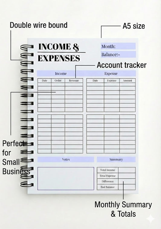 Script & Soul | 2026 Spiral Bound Financial Planner & Budget Journal – A5 Income & Expense Tracker Notebook for Small Business & Personal Finance